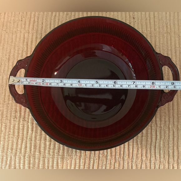 Cranberry Vintage Glass Bowl with Handles - Picture 4 of 6